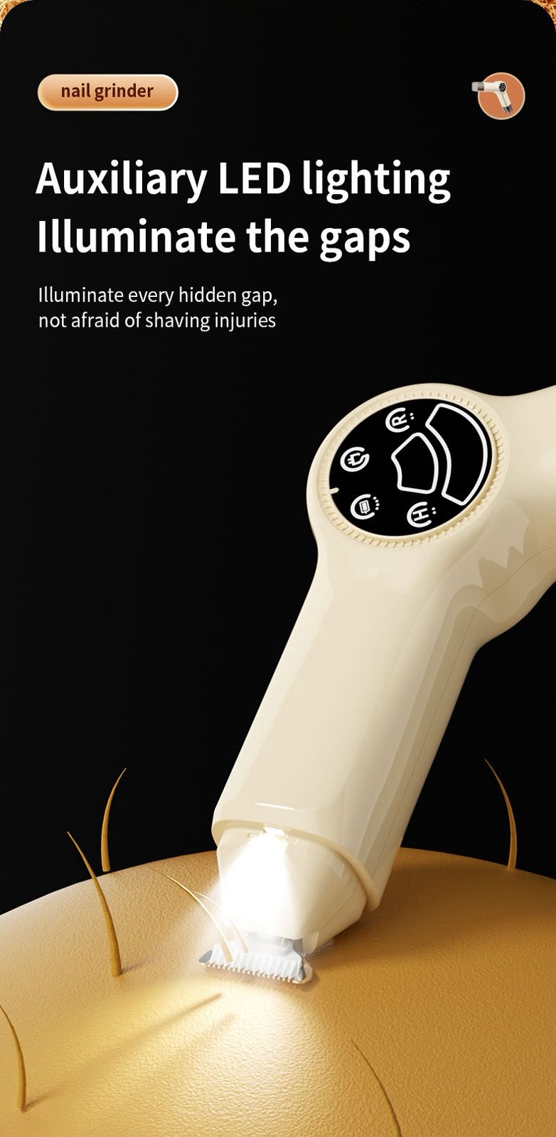 Rechargeable Pet Nail Grinder & Trimmer with LED light